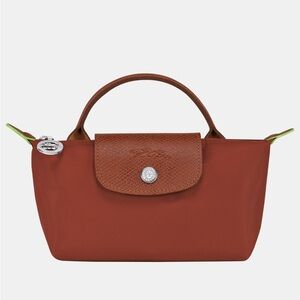 👜 Longchamp | Le Pliage Green Pouch w/ Handle - Chestnut Brown